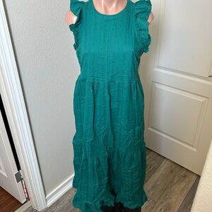 Universal Thread Green Ruffle Sleeve Maxi Dress Sz S
